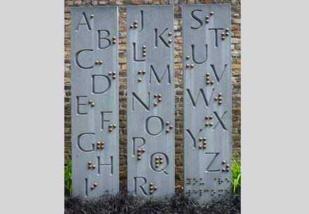 Richie Healy: “Braille Alphabet“, limestone.