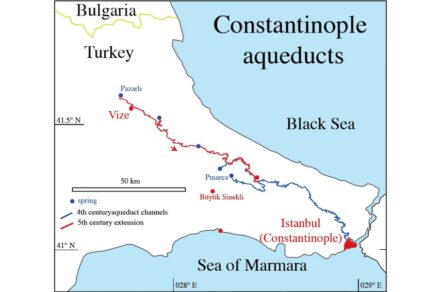 The 426-kilometer-long aqueduct system of Constantinople. Illustration: Cees Passchier