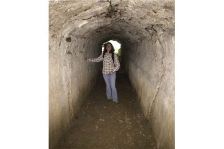 Dr. Gül Sürmelihindi in the main water channel of the 426-kilometer-long aqueduct system of Constantinople. Photo: Cees Passchier