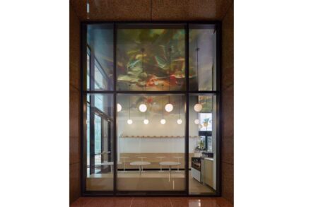 CID awards 2021, design category, Commercial Stone Design: Stereoscope Coffee Wick Architecture and Design Inc. in collaboration with Land Design Studio Newport Beach, CA.