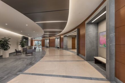 CID awards 2021, installation category: Commercial Stone Installation: Legacy Union, Camarata Masonry Systems, Ltd., Charlotte, NC.