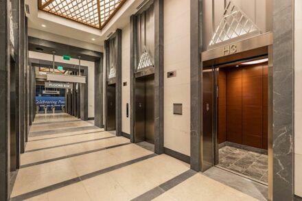 CID awards 2021, installation category: Commercial Stone Installation: Legacy Union, Camarata Masonry Systems, Ltd., Charlotte, NC.