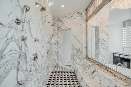 CID awards 2021, installation category: Residential Stone Installation: Villa Florence, Carnevale & Lohr, Inc., Los Angeles County, CA.