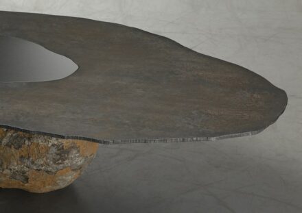 Wonmin PARK: Plain Cuts, Stone & Steel, Low Table.