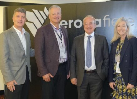 The new cooperation was signed (f.l.t.r.) by Jim Hieb, CEO of the Natural Stone Institute, Michael Picco, 2021 president of the Natural Stone Institute, Giovanni Mantovani, General Director of Veronafiere, and Dana Teague, Vice President of Informa's Design Group.