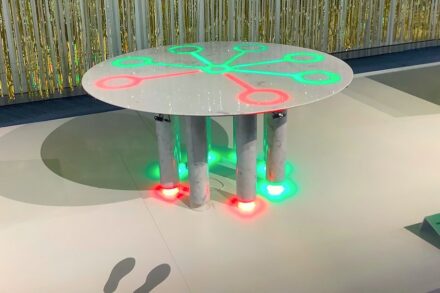Epigrafico. Design: Paolo Perbellini – Fishform. Production: Marmi Santa Caterina With All-Led. Material: Bianco Carrara.