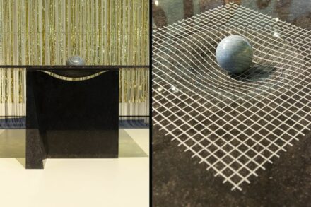 Space-time Distortion. Design: Valerio Facchin. Production: Vicentina Marmi. Material: Petit Granit, Azul Macaubas Quartzite. 