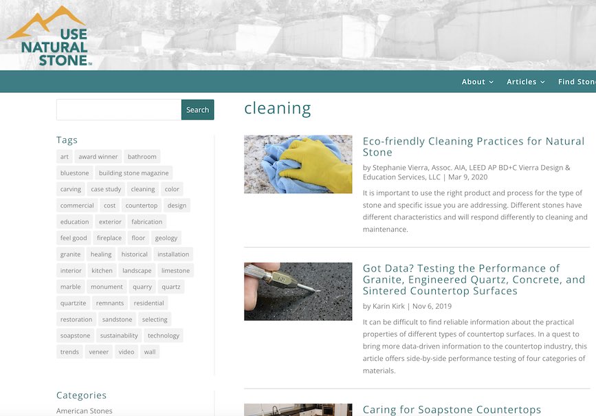 “Use Natural Stone,“ a web page by the Natural Stone Institute (NSI), has a series of reports about stone cleaning