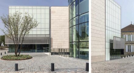 Commercial Exterior: Chateau Lynch-Bages New Bordeaux Winery, Pauillac, France. Company: VM Kaldorf, Titting-Kaldorf, Germany.