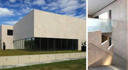 Commercial Exterior: Frederik Meijer Gardens & Sculpture Park, Grand Rapids, Michigan. Company: Coldspring, Cold Spring, MN.