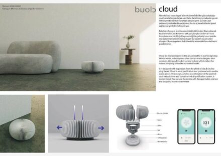 Category Unlimited (furnishings), Emre Çalışkan: “Cloud“ is an air purifier to which marble wings give the decorative form.