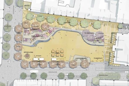 Der neugestaltete Stora torg in Eslöv. Rendering: Sydväst
