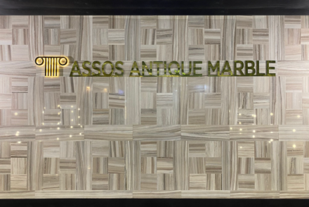 Mosaic tiles in Turkish Palissandro Marble from Assos Antique Marble company.