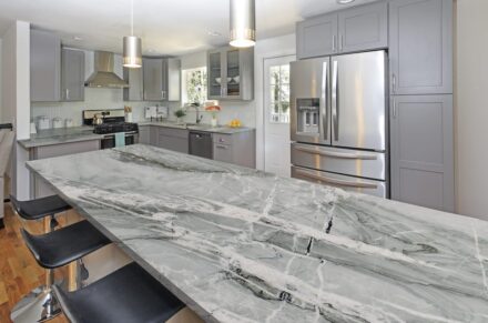 Brazilian gray quartzite Fantastic Nuage from Vitoria Stone company.