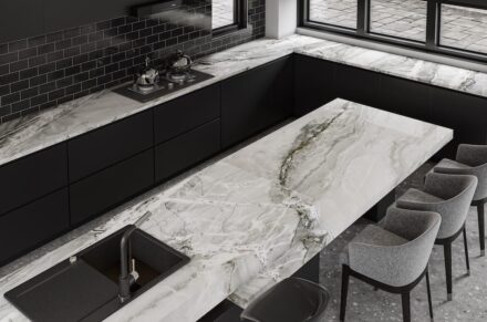 Brazilian gray quartzite Fantastic Nuage from Vitoria Stone company.
