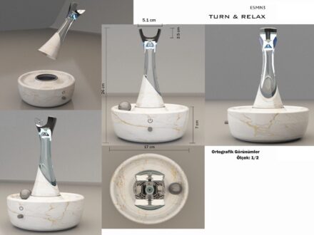 Feyza Bașak: „Turn&Relax“ is an oil diffuser armatherapy devide, designed especially to provide a visualrelaxation experience alongside the olfactory recreation.