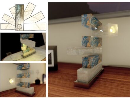 Büșraǧdu, Melike Menteș: „Alpha&Beta“ is an indoor portable lighting made of rotating stone blocks.