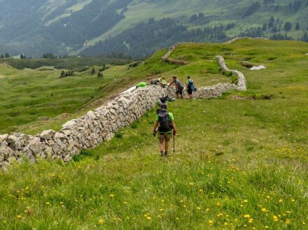 Azubis im Garten- und Landschaftsbau lernten an einer Trockenmauer im Gebirge das Knowhow für Trockenmauern und zudem Teamfähigkeit