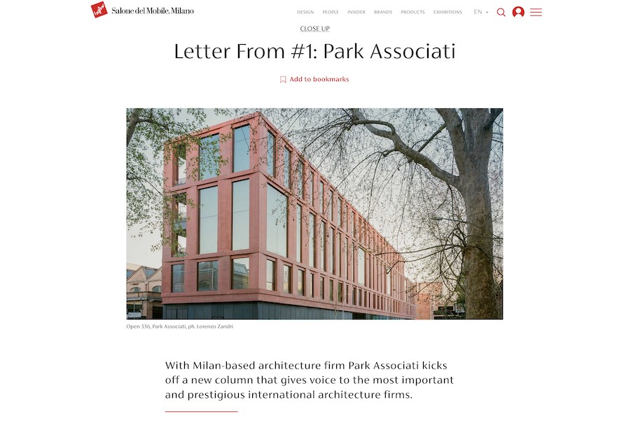 Milan’s Salone del Mobile has launched the first issue of its „Letter From…“ series, with a report about the Park Associati architectural studio