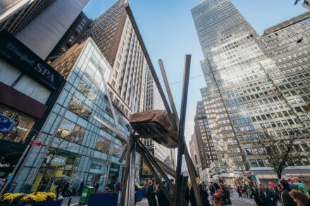 Del Geist’s “Cracked Ice“ on show at Manhattan’s Garment District.