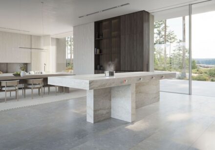 Das Induktions-Kochfeld von Gaggenau integriert in eine Dekton Küchenarbeitsplatte.