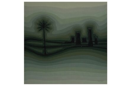 Ausstellung „Echoing the Land“: Häufig stellen die Künstler die Wüste dar. Mohammed Alsaleem: „Untitled“ (1989), 105 x 105 cm.