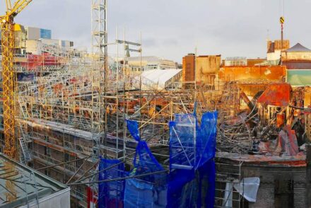 Vildmannen 7 in Stockholm after the fire in 2017.