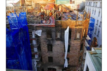 Vildmannen 7 in Stockholm nach dem Feuer von 2017.