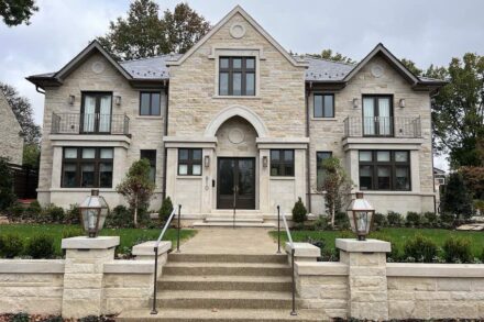 CID Award, winner Residential Stone Installation - Large Budget: Residential Use of Pennsylvania Sandstone; Russell Stone Products, Pittsburgh, Penn.