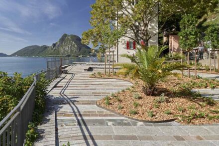 Neugestaltung des Lido San Domenico am Luganer See durch Architekt Enrico Sassi.