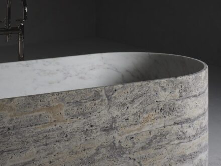 The Italian brand Kreoo and the French designer Christophe Pillet show new ideas for exclusive everyday objects made of natural stone