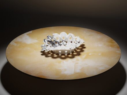 RETICOLO. Company: Omag. Materials: Breccia Capraia by G.M.C.; Onice Miele by C. & C. Marmi.