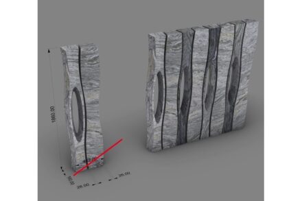 Totem Wall – Pannoia Stones e Stein Schwarz - Patrick Moroder. Material: Pannonia verde.