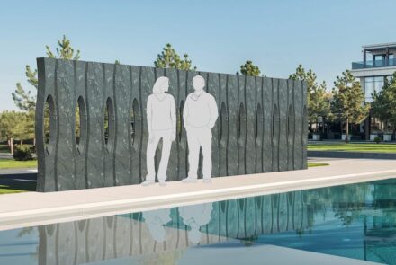 Totem Wall – Pannoia Stones e Stein Schwarz - Patrick Moroder. Material: Pannonia verde.