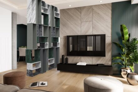 SMM - LMA Machine e Kaleidostone - Giulia Zampieri e Jessica Di Mare. Materials: Bianco Carrara, Pietra lavica, Grigio Carnico, Pietra Serena, Pietra del Cardoso, Bardiglio, Verde Guatemala.