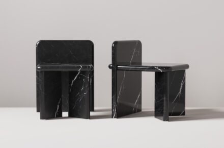 BO STOOL. Designer: Vivian Coser _ SETTE7 (Brazil). Company: Antolini. Material: Noirblanc by Antolini.