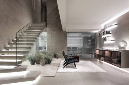 Limestone Grigio Argento, Rimadesio FlagshipStore, London.