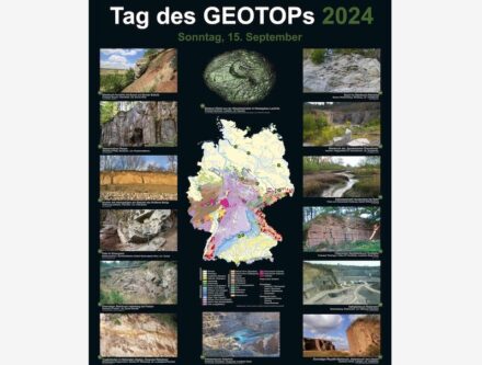 Das Poster zum Tag des Geotops 2024 (Ausschnitt) ist dem „Suevit“ als Gestein des Jahres gewidmet. Quelle: Tag des Geotops