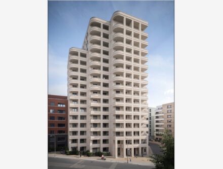 Deutscher Naturstein-Preis 2024: Wohnhochhaus „Drei Horizonte“.