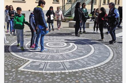 Hopscotch in the G. Marconi schoolyard in Chiavasso.