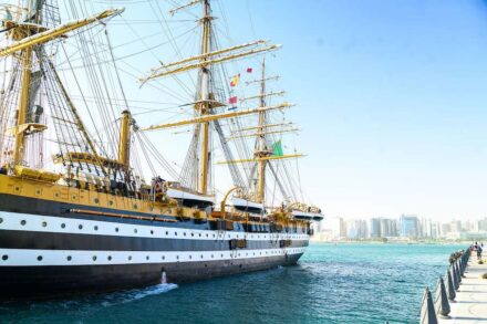 The “Amerigo Vespucci” in the port of Doha.