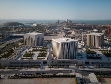 Abrahamic Family House, Abu Dhabi. Architect Adjaye Associates, Accra, London, New York.