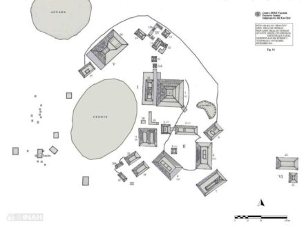 The initiative has advanced in the mapping of the core area of the site. Plan of X'baatun Izamal Project 2005. Credit: José Estrada Faisal and Miguel Covarrubias