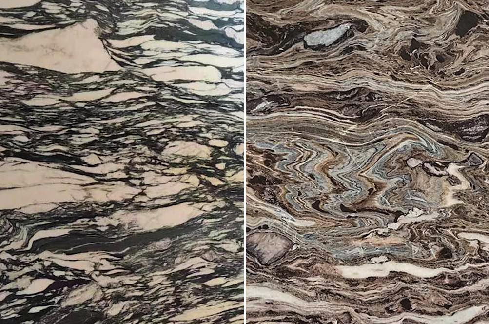 In our Stone Finder and at Xiamen Stone Fair: marbles BLANC WEAVE and RIVERDANCE, quarried by Stonewhite company in Sichuan province, southwest China