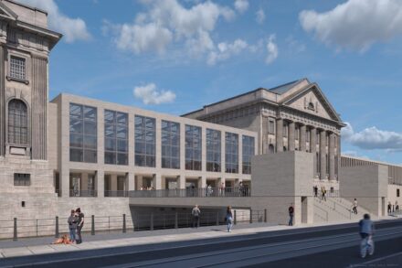 Der neue „Vierte Flügel“ am Pergamonmuseum (Modell). Rendering: Art+Com