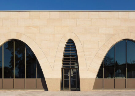 Solid stone construction for the Marché Couvert in Saint Dizier, France. Architects: Collectif Studiolada (Christophe Aubertin, Aurélie Husson).