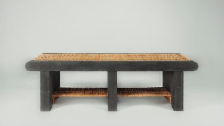 Studio Eneida Lombe Tavares: Basalt and wicker.