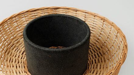 Studio Eneida Lombe Tavares: Basalt and wicker.