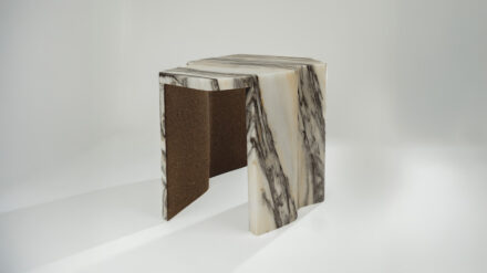 Studio João Marcos Moreira: Estremoz Marmor with cork and oak.