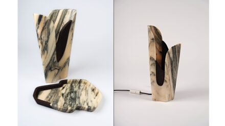 Studio João Marcos Moreira: Estremoz Marmor with cork and oak.